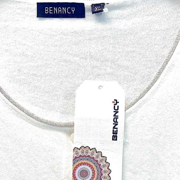 Over coat white sweater • BENANCY • White cardigan Button Down Sweater - Picture 4 of 4